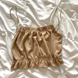 Fashion Nova Tan Open Back Crop Top